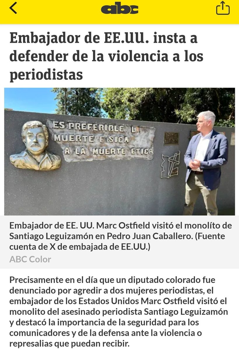 Hola Marc @USAmbPY!! Gracias por tu defensa de los periodistas en nuestro PY. ¿Cuándo va, tu gobierno, a defender la libertad de expresión en tu USA? ¿Qué hacemos con @JulianAssange_ y con los #TwitterFiles?