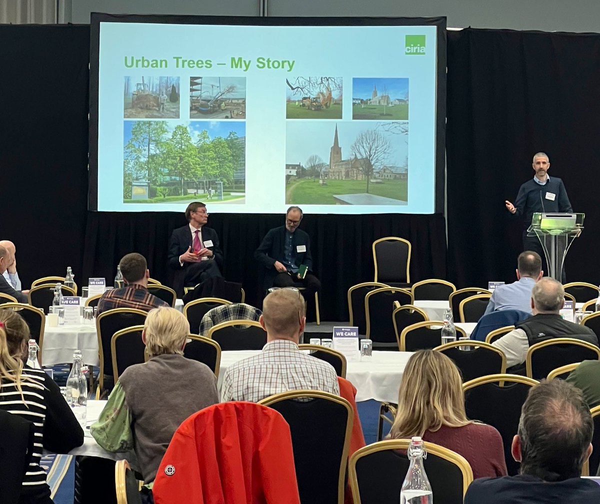 The final session of Trees, People and the Built Environment 5, curated by @CIRIAupdates, is underway here at Edgbaston Stadium in Birmingham. Delegates are hearing from Landscape Architect Malcolm Yull CMLI from @Stantec on tree infrastructure best practice.