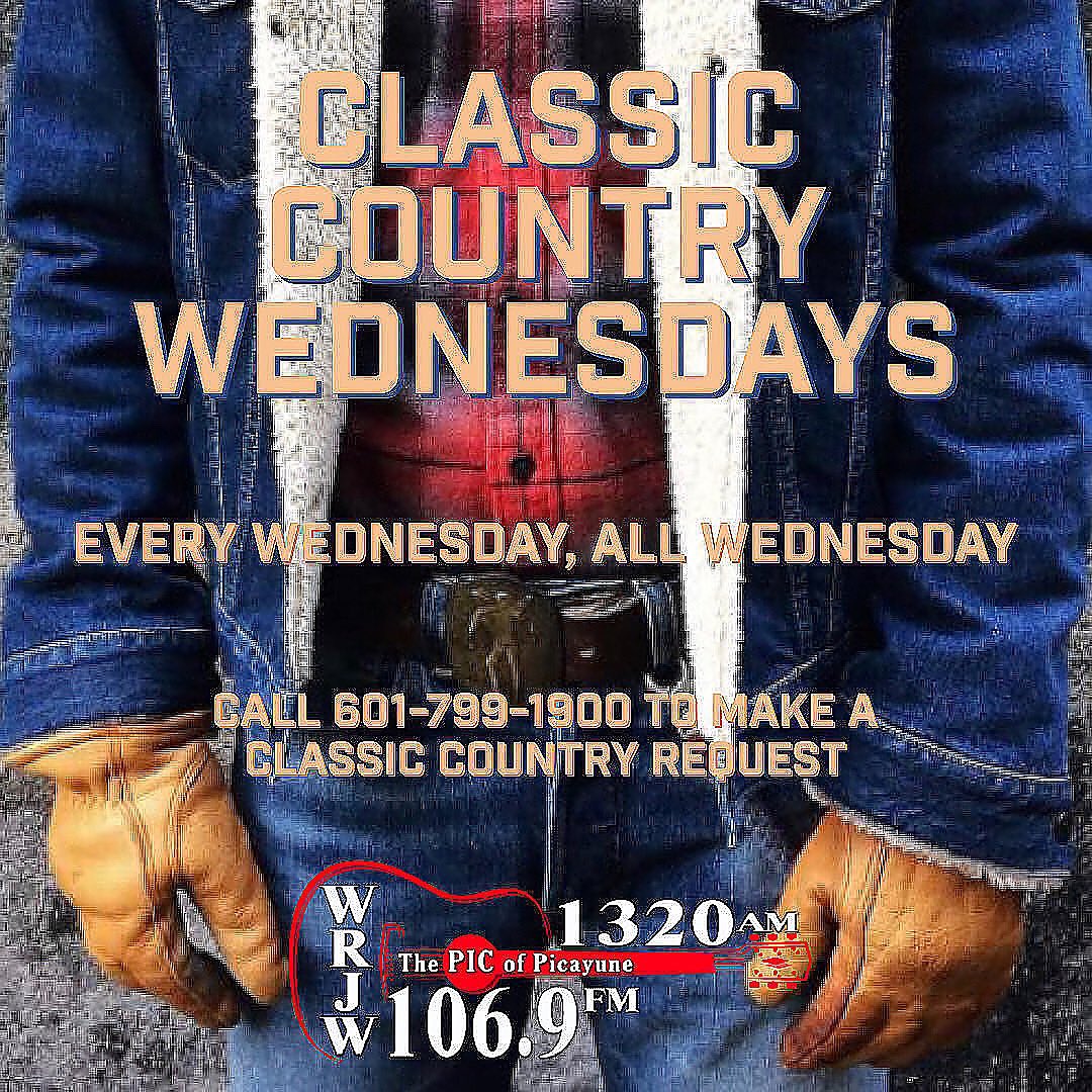 Remember to tune in today all day to our classic country Wednesday! Call in at 601-799-1900 and request a song or visit our website OR use the free app! Every Wednesday all Wednesday!

#wrjwradio #classiccountry #radio #southmississippi