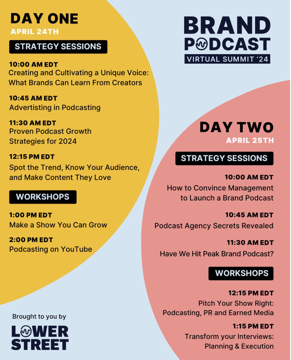 Excited to be attending <a href="/TheLowerStreet/">Lower Street</a> Brand Podcast Virtual Summit today and tomorrow! Some great discussion topics ahead #brandpodcastvirtualsummitapril2425