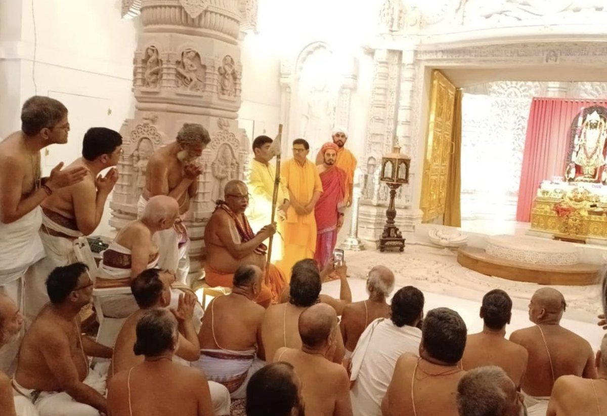 Today HH 46th Azhagiyasingar of Sri Ahobila Matha has performed Mangalasasanam to Sri Ram Lalla in Ayodhya