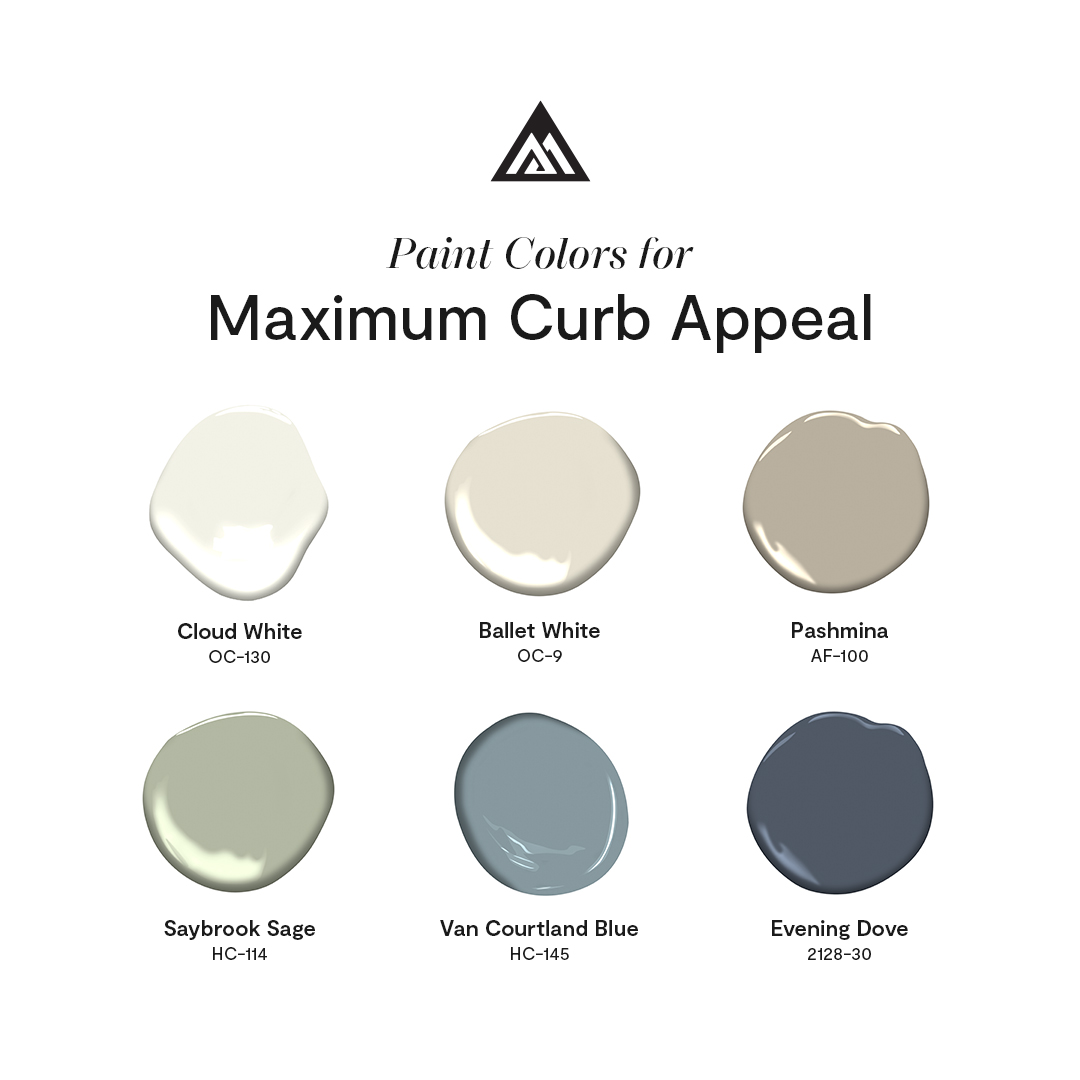 Let's talk curb appeal! What makes a house stand out more than others? We may be biased, but we think exterior color has a lot to do with it. For the ultimate boost in curb appeal, try one of these hues on siding, shutters & doors. bit.ly/4aMo5lK #BenjaminMoore #Paint