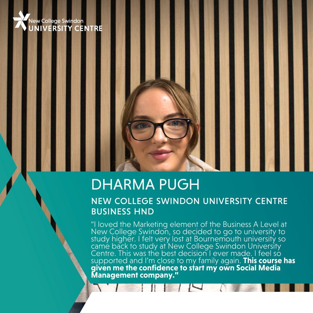 What do you learn from the Business HND at New College Swindon University Centre? 🔢Accounting 🗄️Admin ✨Marketing 👨‍👩‍👧‍👦HR Management 💰 Entrepreneurship ⚙️Innovation 🗨️Networking & More! It's an allrounder for anyone who has a desire to be a leader or creative #StayCloseGoFar
