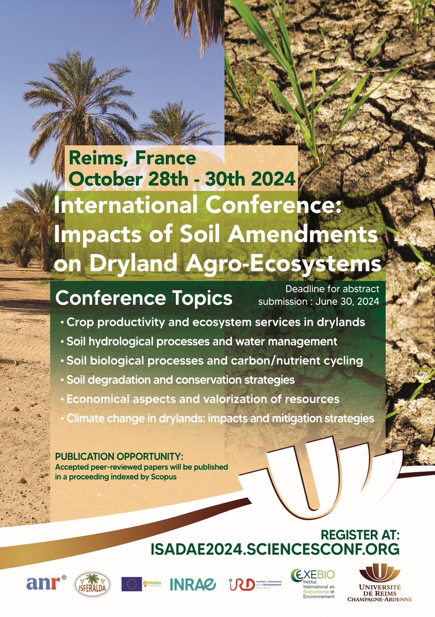 Working on soil amendments in drylands? This conference may be interesting for you!
isadae2024.sciencesconf.org