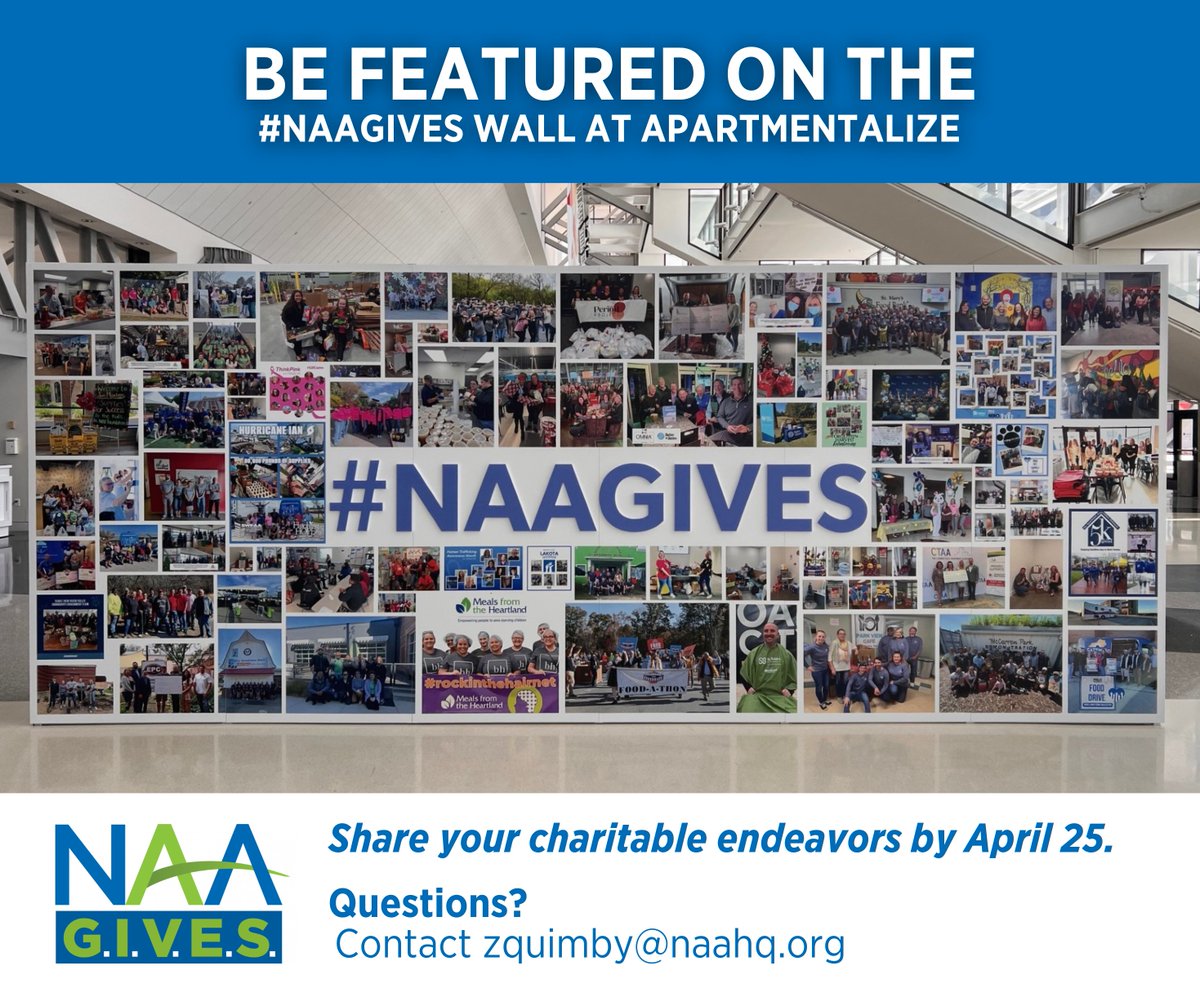 NAA knows its members are highly engaged in giving back to the community, and we want to highlight your efforts! Use this form to tell us about them and share photos; the deadline to be considered is April 25. brnw.ch/21wJ8df