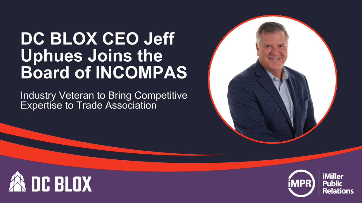 Jeff Uphues, CEO of DC BLOX, joins the INCOMPAS Board of Directors, driving forward competition and innovation in network technologies. 

Learn more about this impactful development: ow.ly/Zwj150Rn4sa

#BoardofDirectors #INCOMPAS #TechLeadership