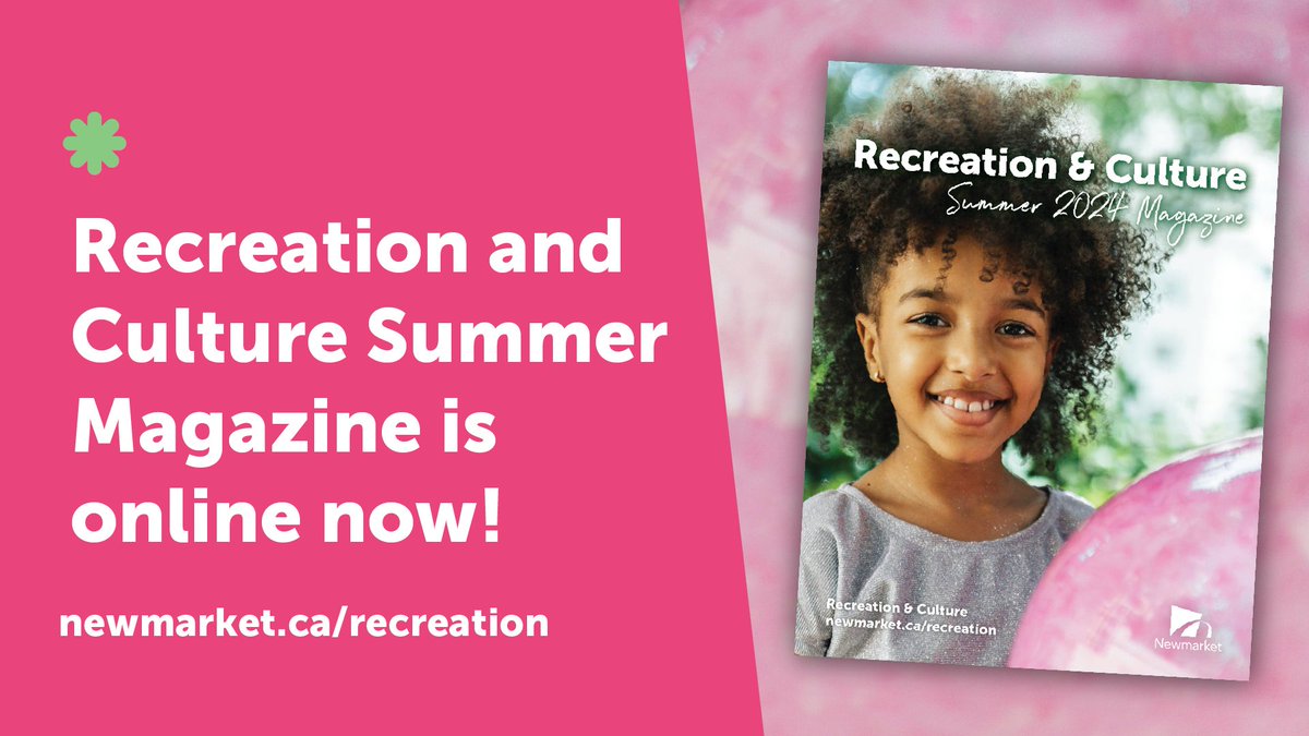 📣#Newmarket’s Recreation & Culture Summer Magazine is online now! Check it out to directly access all of the program information in a few simple clicks. Save the date for registration 📅 Residents: May 8 at 8 a.m. 📅 Non-residents: May 15 at 8 a.m. Info: newmarket.ca/recreation