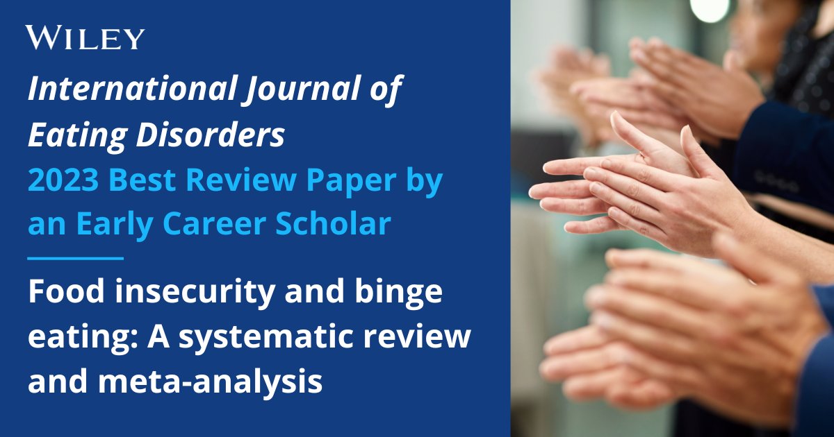 🏆 Congratulations to Jessica Abene who has been awarded the 2023 @IntJEatDisord Best Review paper by an Early Career Scholar! Read the winning paper for free today 🔗 ow.ly/sFsU50RcYsg