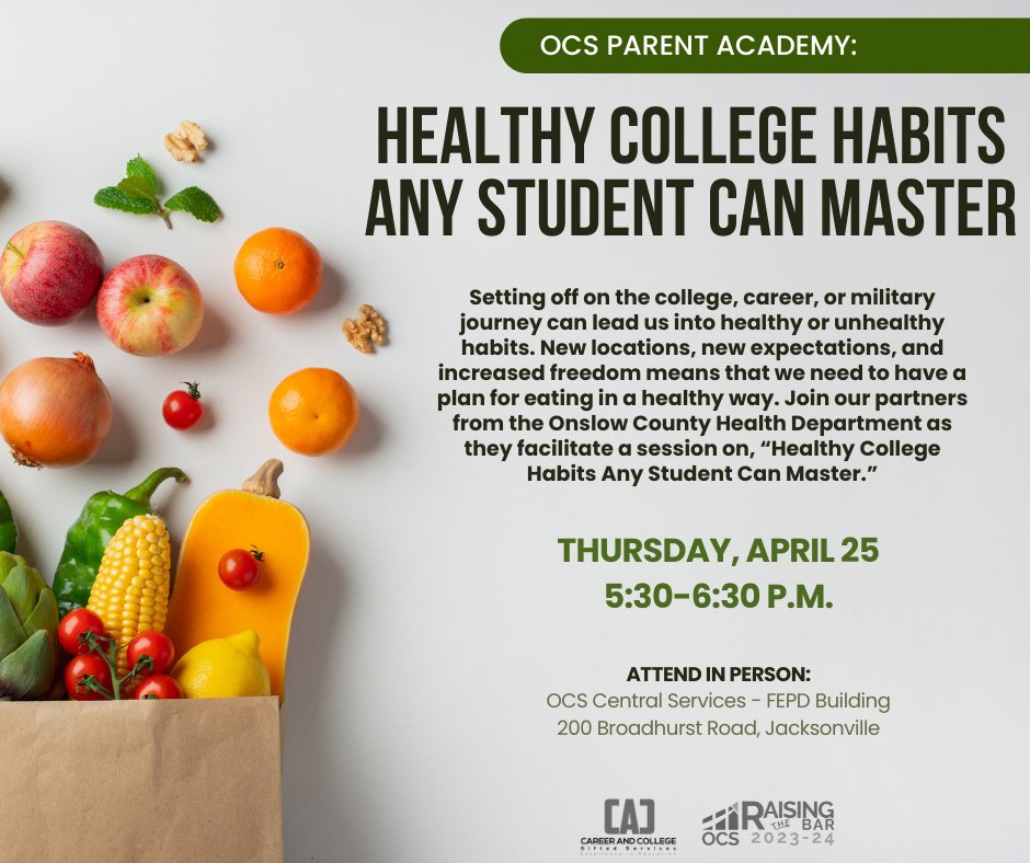 Remember, OCS is hosting TWO Parent Academy sessions tomorrow evening! 
Join us to learn about student transitions to high school and college.