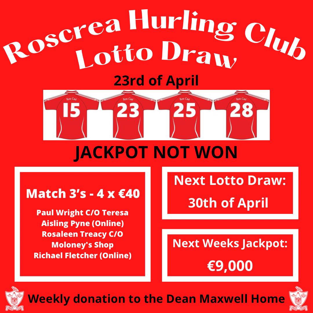 There was no winner of tonight’s lotto jackpot worth €8,800! 😢 Next weeks jackpot: €9,000! 🤑 To enter, follow the link in our bio or buy your tickets in Phelan’s Market House or Moloney’s or Keane’s newsagents on Main Street 🇵🇪