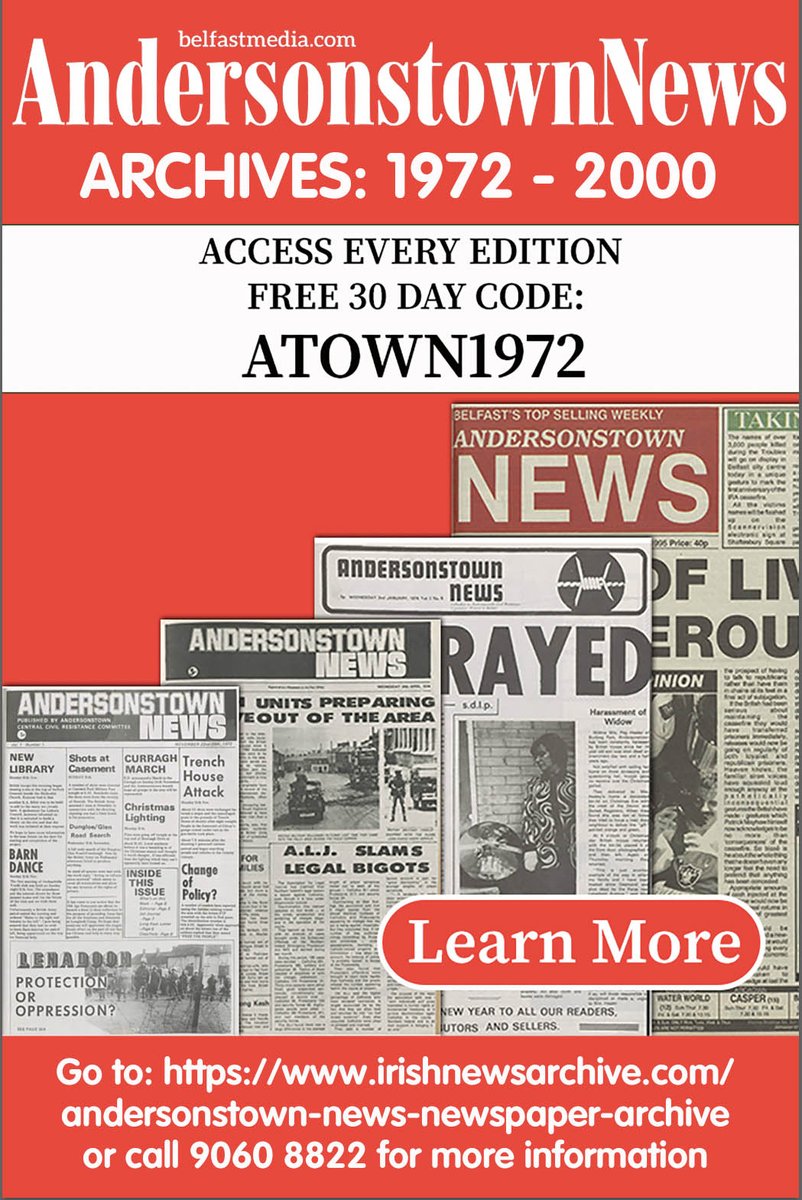 📰 Exciting news for all the history buffs out there! Introducing our new website where you can dive into the archives of the Andersonstown News and uncover a treasure trove of stories and pictures from the past. Get ready to take a trip down memory lane irishnewsarchive.com/AndersonstownN…