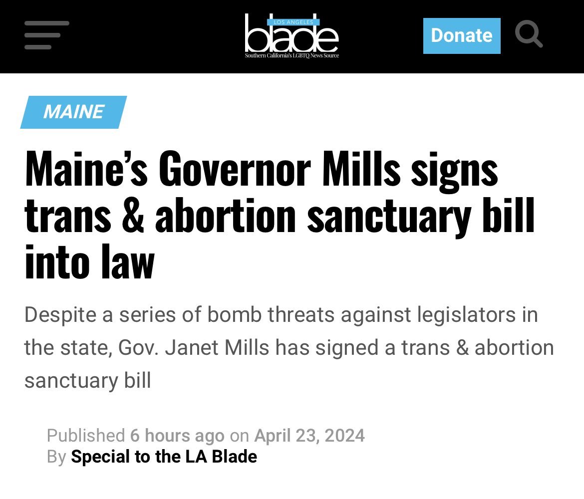 🚨BREAKING: Maine has become the latest state to become a sanctuary for children to be sterilized and mutilated under the guise of 'gender affirming care.' Reprehensible. While we are making progress in getting it banned across the country, there is still a long way to go to.