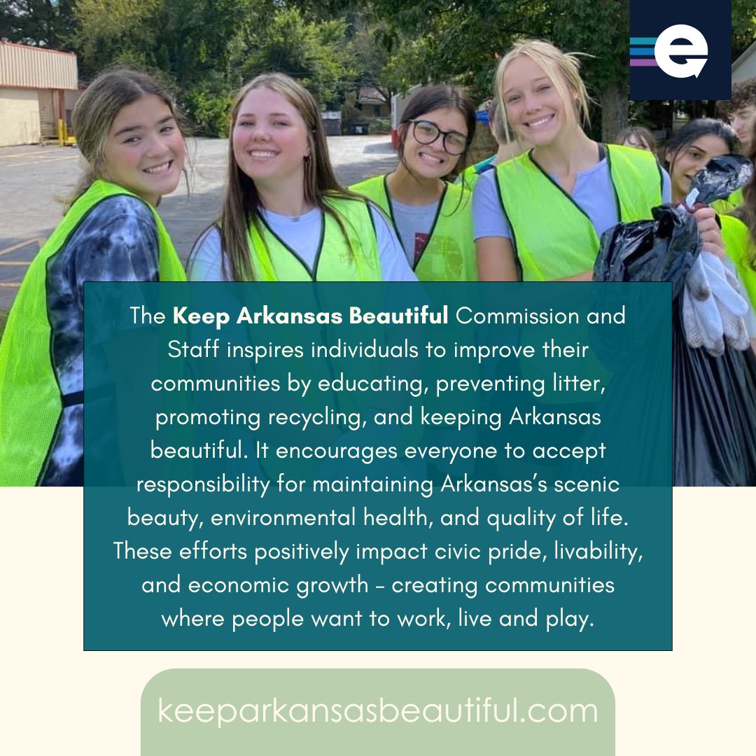 engage_ar's tweet photo. Keep Arkansas Beautiful inspires individuals to improve their communities by educating, preventing litter, and promoting recycling.

These efforts positively impact civic pride, livability, and economic growth – creating communities where people want to work, live, and play. https://t.co/YKXEwxLyeA