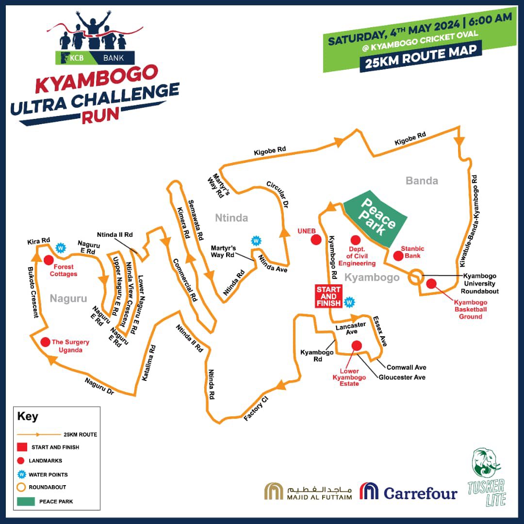 What comes into your mind when you see these route maps? How many @KyambogoRun have you done? Does the route ever get easier? Let’s sign up and try again this year 🏃🏽‍♀️🏃🏻 @Kyewaggula_Home