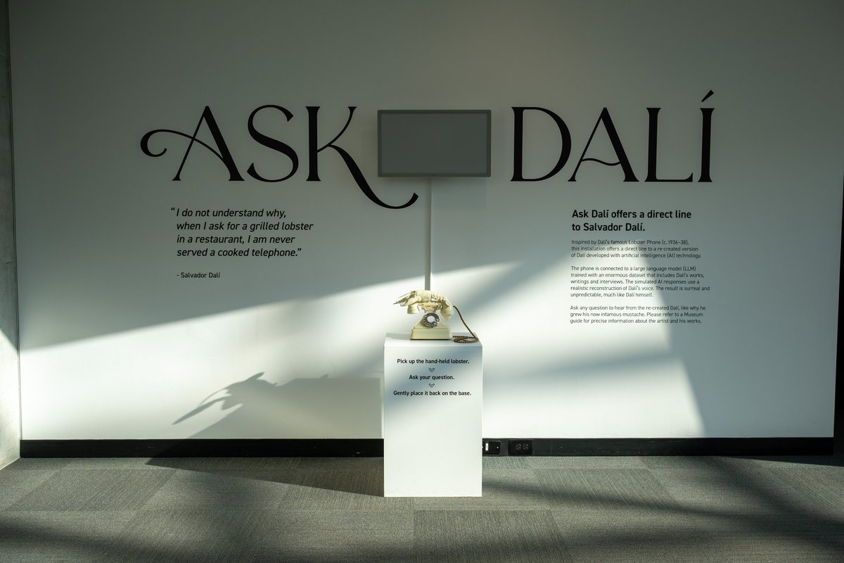 At the new Ask Dalí exhibit, @TheDali museum visitors can pick up a telephone inspired by Dalí’s famous Lobster Phone and chat with a re-created Salvador Dalí. Incredible to see this use of ElevenLabs to create an innovative museum experience. Watch the video to get a preview…