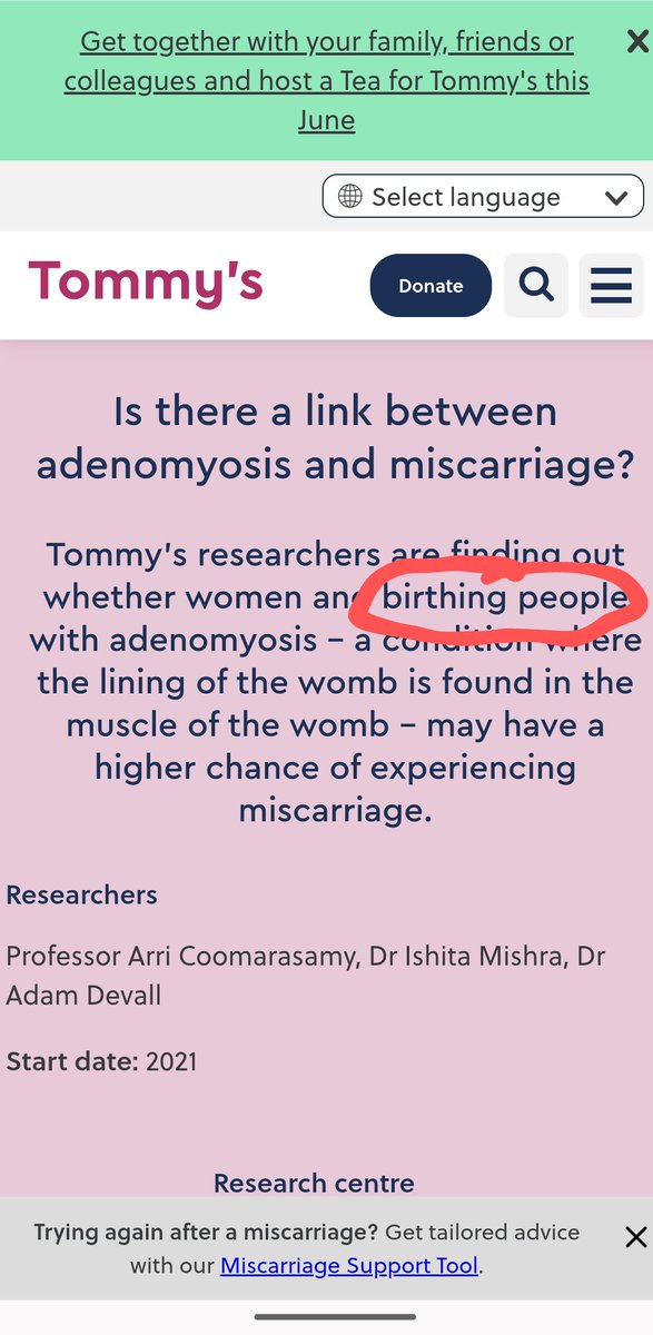 @tommys do you understand that this is offensive, insulting & alienating to women who have had adenomyosis, especially those, like me, who couldn't be a 'birthing person' BECAUSE of the adenomyosis? I suggest that you rethink this. Women get adenomyosis, not 'birthing people'.