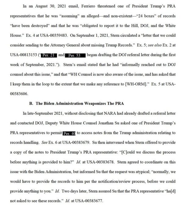 @kylenabecker 𝐀-𝐓𝐑𝐀𝐕𝐄𝐒𝐓𝐘: This previously CONCEALED document from the American people unsealed by Judge Cannon is EVIDENCE and proof of Government Weaponization and should immediately CANCEL all #TrumpTrials and acquit Trump today!! The Biden Trump Trials is the second largest attempt