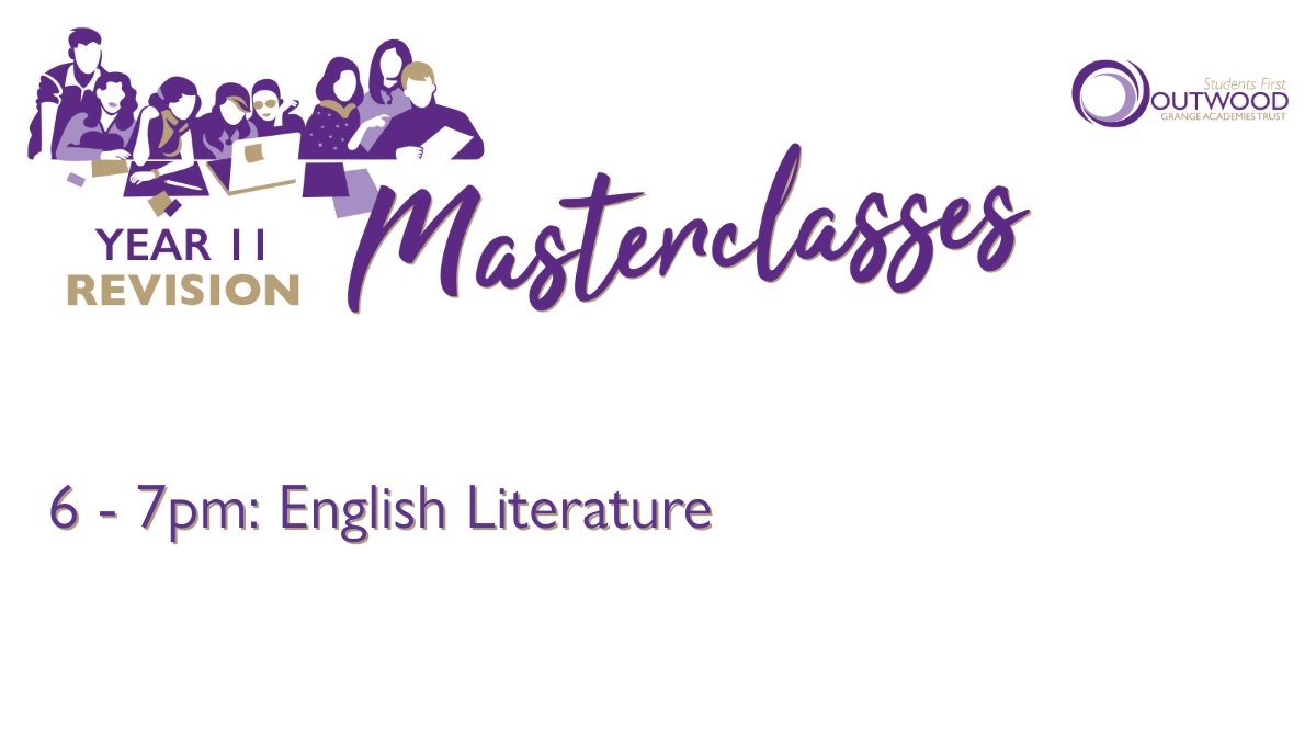 ⏳ TONIGHT! ⏳ Year 11 GCSE Revision Masterclasses! 💜 💻 Hour-long webinars ☑️ Led by expert subject Directors Check out the full timetable for the week ahead here: 🖱️ outwood.com/revision-maste… #OutwoodFamily💜