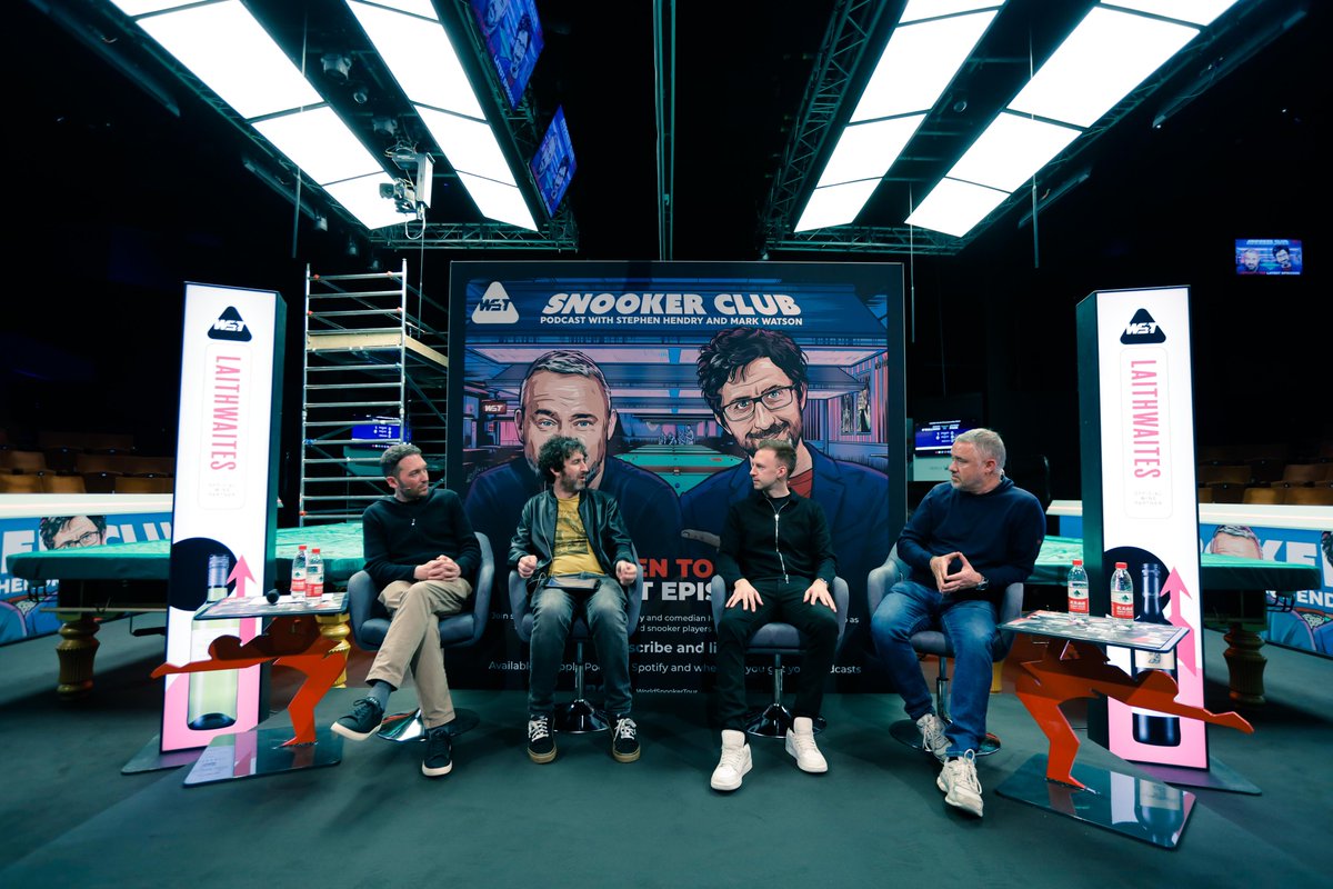 Latest podcast of Snooker Club is out now with @JuddTrump will join World Champ Luca Brecel, comedian Jon Richardson and hosts @SHendry775 and @WatsonComedian recorded live episode at the Crucible! Full video from 5pm today @worldsnookertourLL