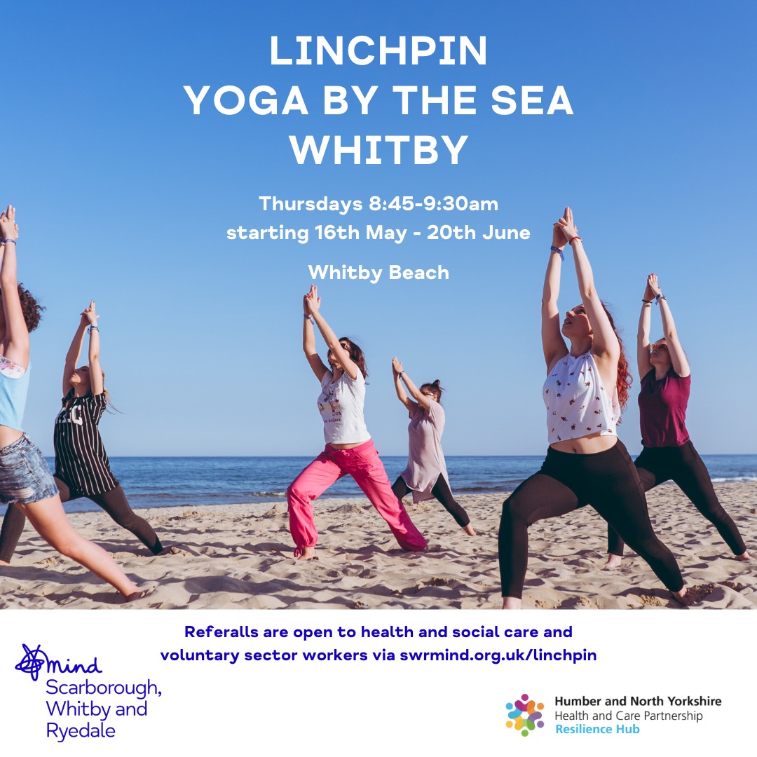 Work or volunteer for NHS, Local Authority or VCSE in Whitby or Scarborough? Join free morning beach yoga sessions, starting Mental Health Awareness Week! Refer into our Linchpin project and we'll send you the link to register swrmind.org.uk/linchpin/
#KeyWorkers #CareForCarers