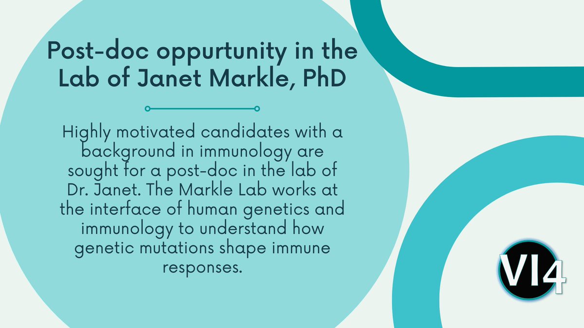 🚨An exciting new postdoc opportunity to work on patient-based studies of rare pediatric immune diseases at VUMC in the @JanetMarkle Lab! Apply today! loom.ly/cY7jsPk