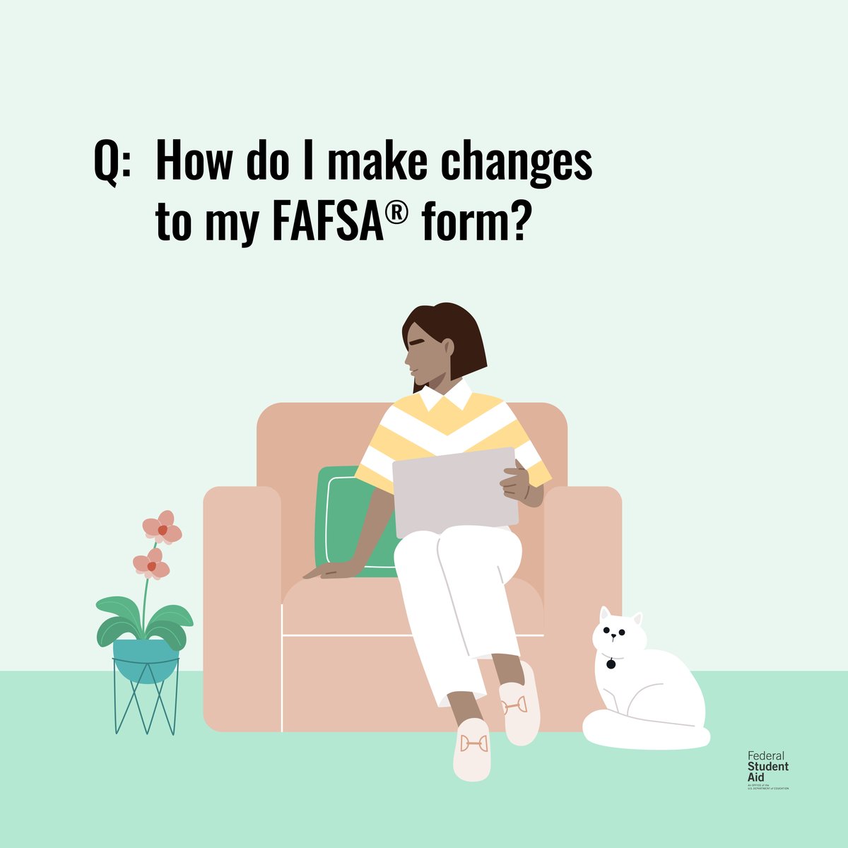 FAFSA's tweet image. Have you checked the status of your 2024–25 FAFSA® form? If your form has been processed and you need to make corrections, here's how to do it. 👇​

The processing of corrections may take one to three days.​

Find out more at StudentAid.gov/apply-for-aid/…