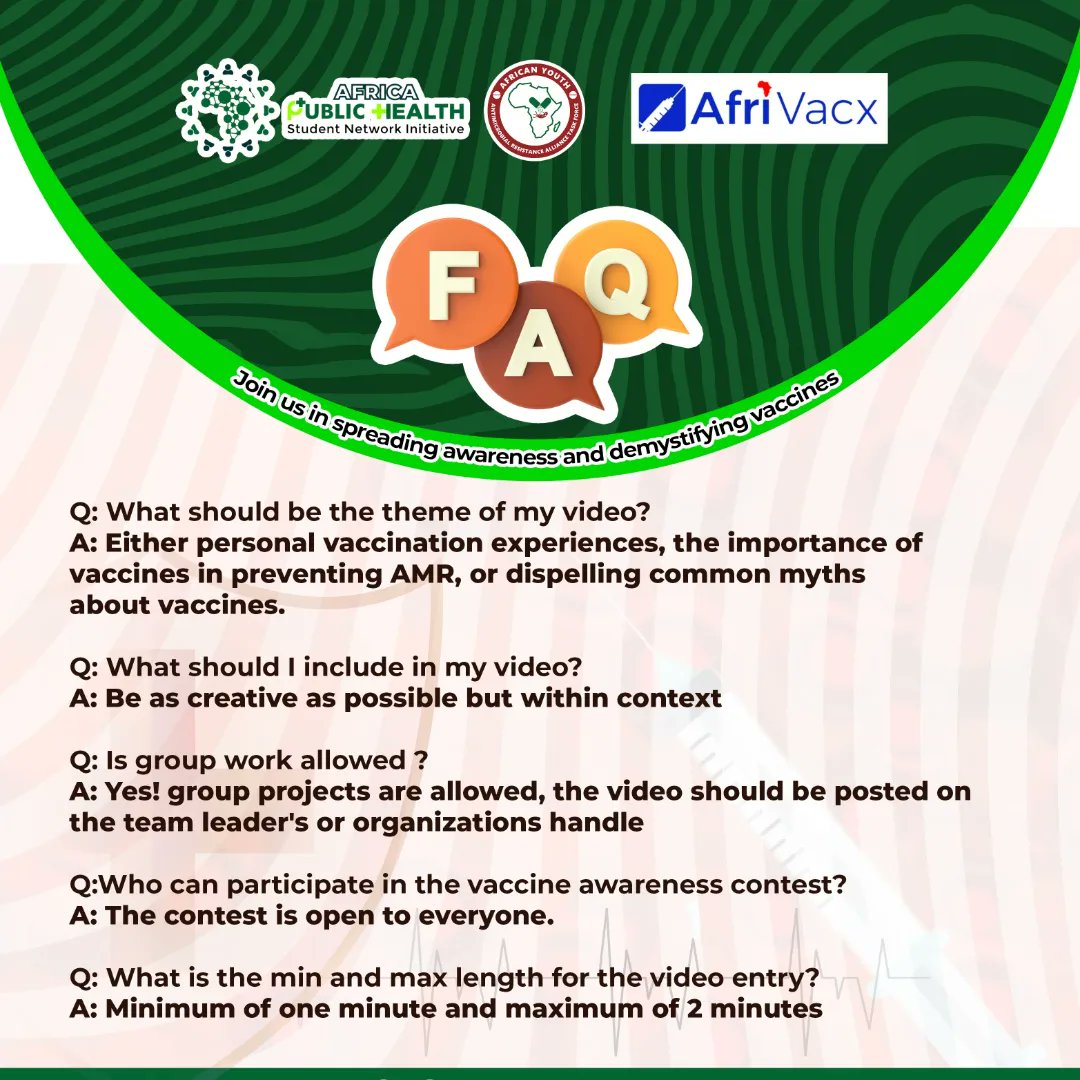 Afrivacx's tweet photo. #WorldImmunizationWeek
The challenge will run from the 24th - 30th of April, and the Top 3 entries will get the #Vacx prizes.
The guidelines for the entities are as indicated in the post! https://t.co/rnyL6MlzNp