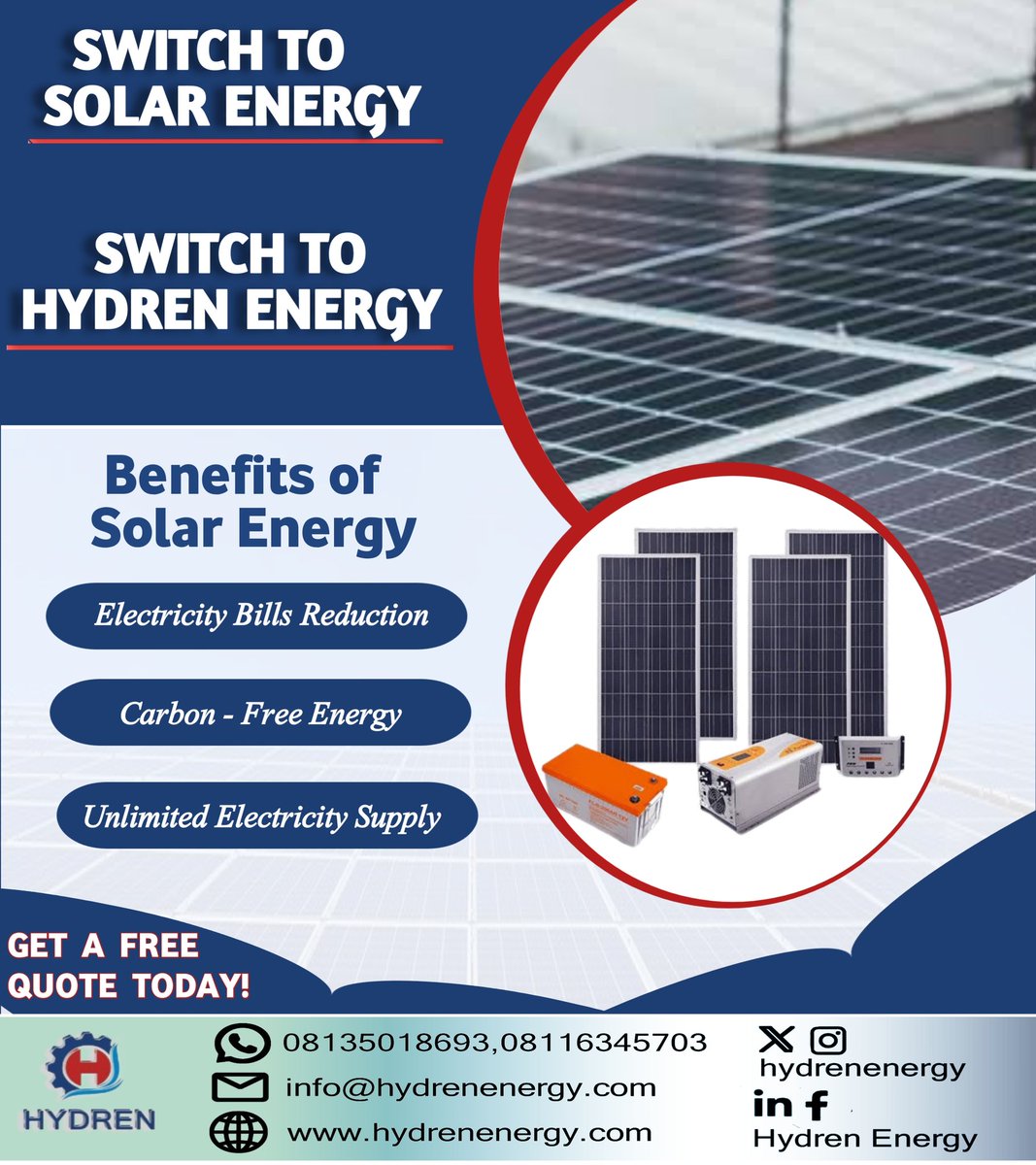 Don't underestimate the power of solar energy! Its benefits are limitless. Ready to harness the sun's energy? Contact us today for a free quote and take the first step towards a sustainable future. #SolarPower #solarsystem #solarenergy #solarbenefits #cleanenergy #switchtosolar