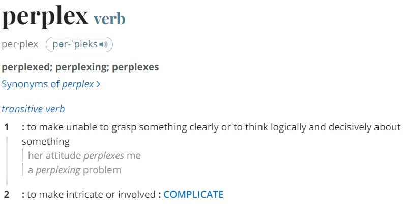 WORD OF THE DAY 📢 Perplex Which has nothing to do with multiple-unit buildings. So it's complicated.😬🙄😃🤔