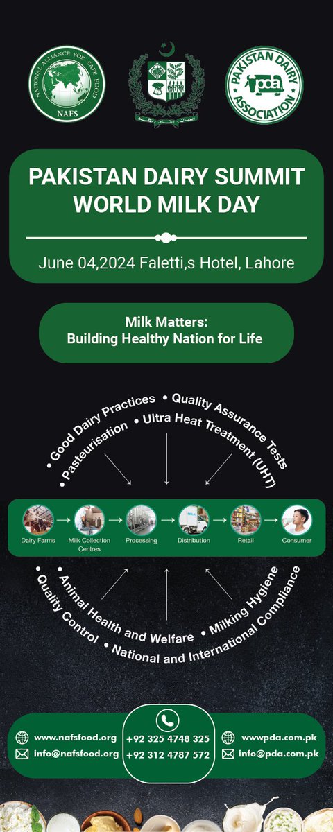 🥛💼 Gear up to celebrate World Milk Day at the Pakistan Dairy Summit in Lahore on June 4—dive into the future of dairy! Connect at info@pda.com.pk or +92 325 4748 325. #WorldMilkDay #HealthyNation 🌿🐄✨
✨