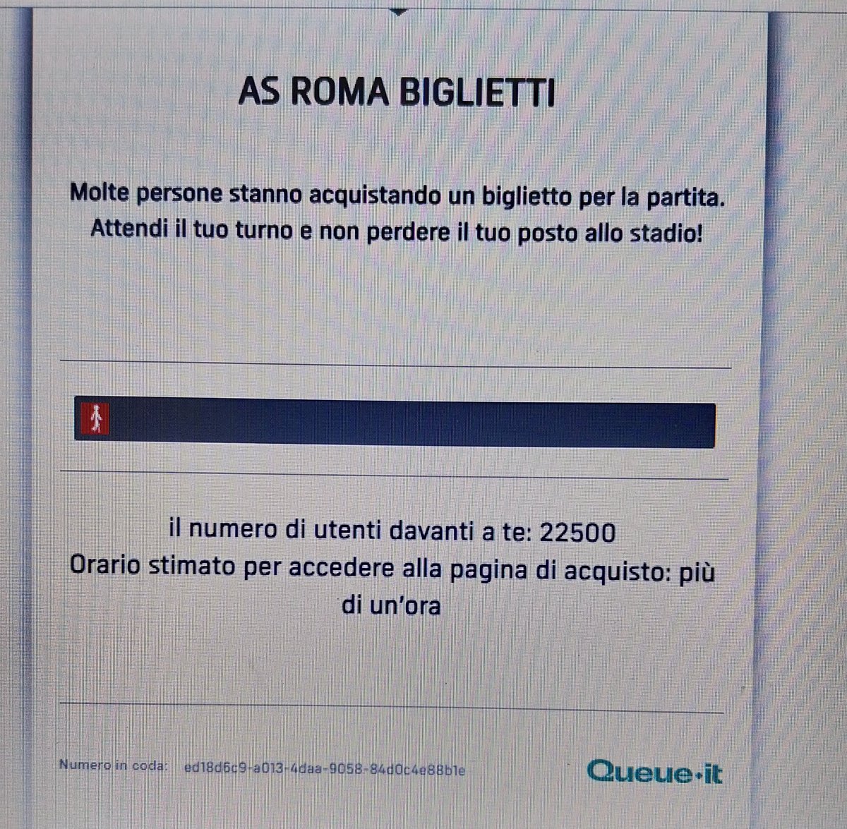 Alle 16 apertura della vendita biglietti  per #RomaBayerLeverkusen.
Ho cliccato  in tempo reale come lo start di un 100metrista e ho 22.500 persone davanti.  Considerando la prelazione per gli abbonati, rimmarranno solo le poltrone in pelle umana della tribuna montemario.
#AsRoma