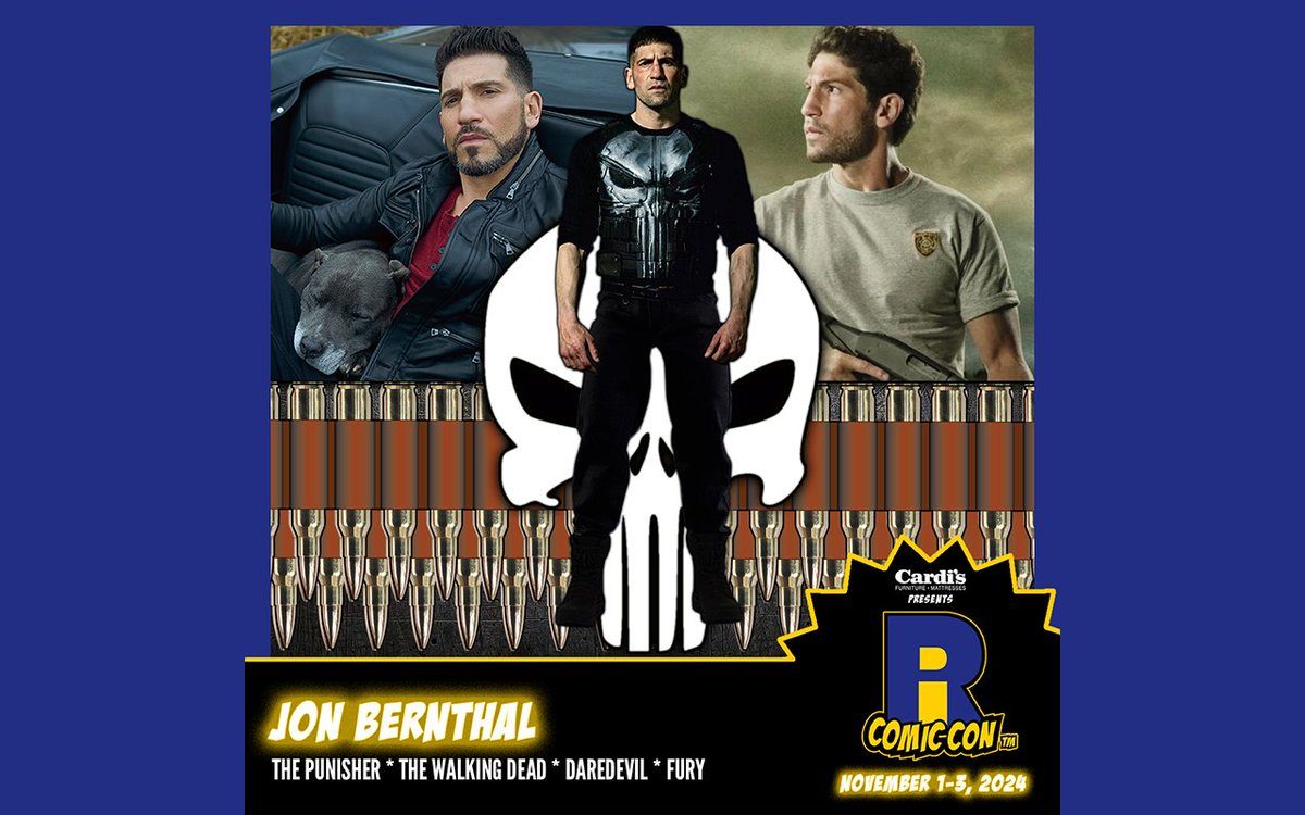 Please welcome @jonnybernthal to #RICC2024! Known for his role as Shane Walsh on The Walking Dead and film roles in The Wolf of Wall Street and Fury, Jon portrayed Joe Teague in Mob City and Frank Castle/#Punisher in Marvel's Daredevil and Marvel's The Punisher. Buy tickets now!
