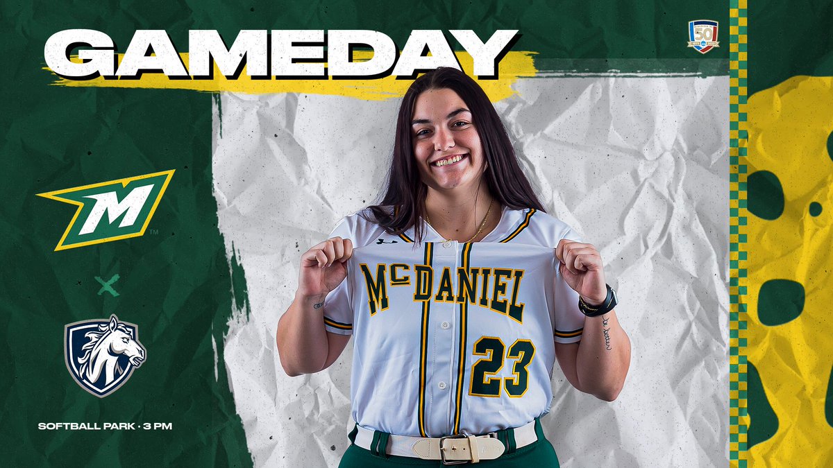 Having won four-straight at home, @McDaniel_SB hosts the in-state rival Blazers in its final home games of the season. 🆚 Hood 📍 Softball Park 🕒 3 PM 📺 bit.ly/3OVb7JV 📊 bit.ly/4ahSFDy #GetOnTheHill #d3sb