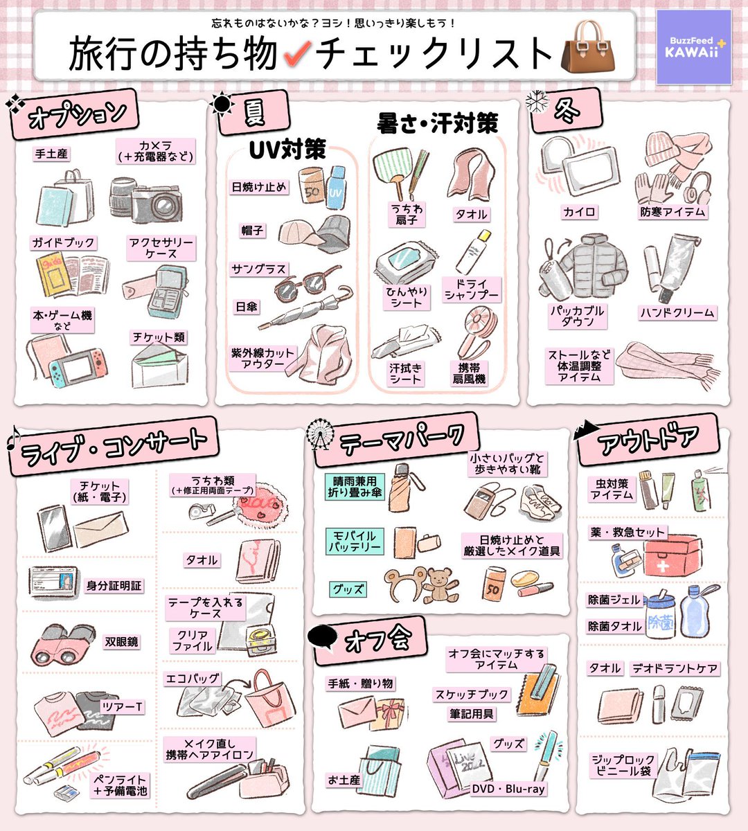 GWの旅行やイベント前にチェックしたい✅✍️ 【旅行の荷物チェックリスト】をまとめたよ👝