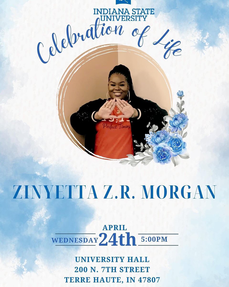 Please say a prayer for the family, her line sisters, Sorors of Delta Sigma Theta Sorority, Inc., her classmates/faculty, her fellow graduates in the Class of 2024, and students at @indianastate This is a rough time! Soror Zinyetta  was a light around all! R.I.P 🕊️❤️🔺