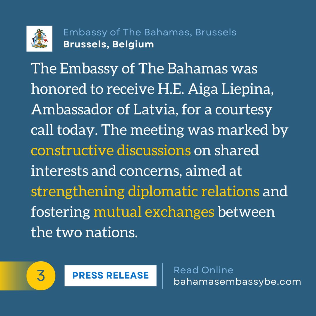 Embassy of The Bahamas Hosts Courtesy Call with Latvian Ambassador Read full article (link in bio): wp.me/pd8W0l-Xh #LatviaBahamasRelations #DiplomaticExchange #InternationalRelations #AmbassadorialMeeting #DiplomaticProtocol #BilateralRelations #DiplomaticDialogue