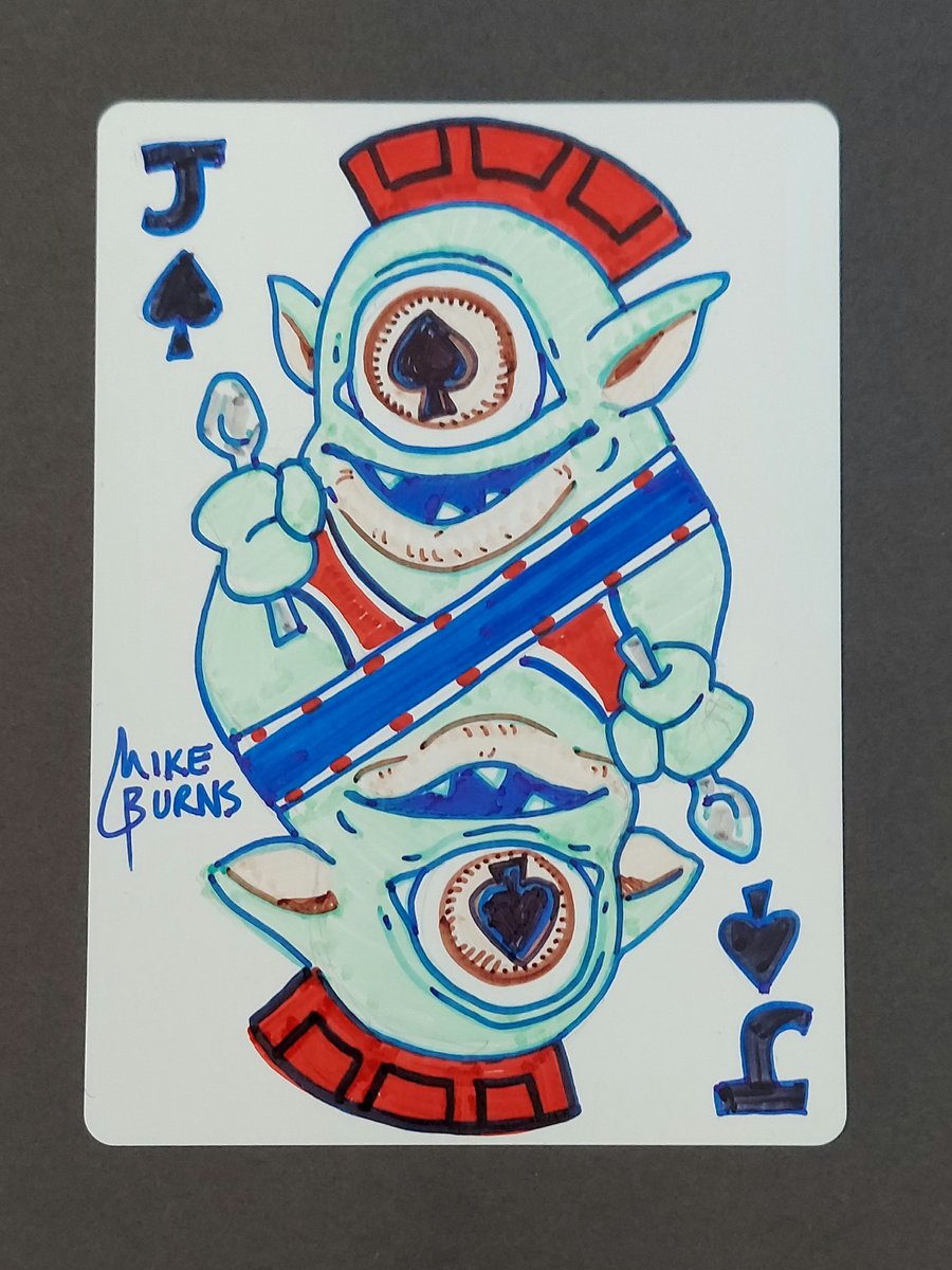 MikeBurnsArt's tweet photo. I've been hard at work fulfilling Artist Proof orders. First batch of them should be in the mail this week! In the meantime, here's a Coveted Jewel sketch I did for the new owner of the card's drawing. My first euchre deck request and a very fun commission! https://t.co/uJc2pdGLJk