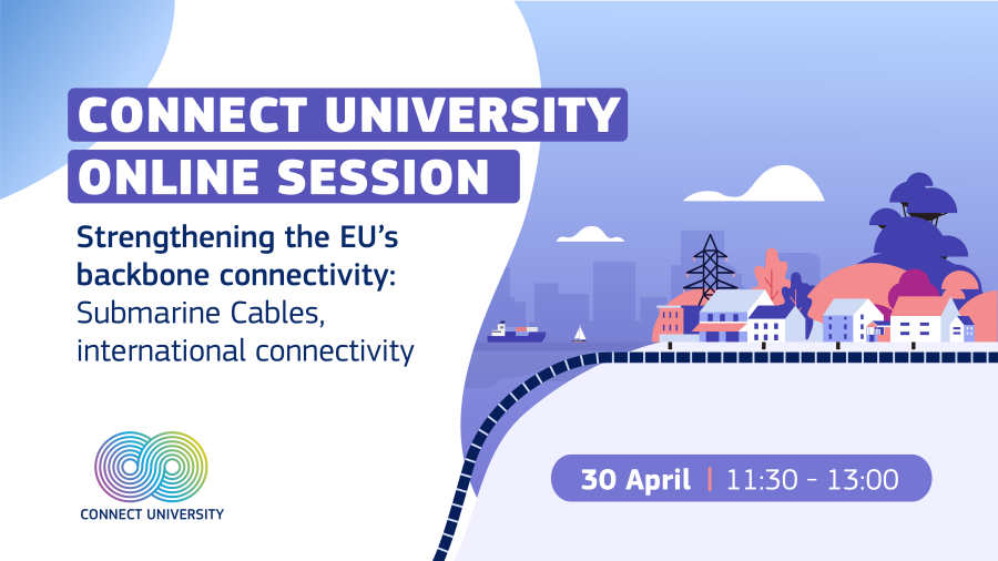 🗓️ How connected is the EU? Do not miss the upcoming Connect University online session tomorrow Tuesday 30 April exploring the vital role of submarine cables & international connectivity. 🙋‍♀️ Secure your spot now: bit.ly/3UxOFZx @connectivityEU @DigitalEU
