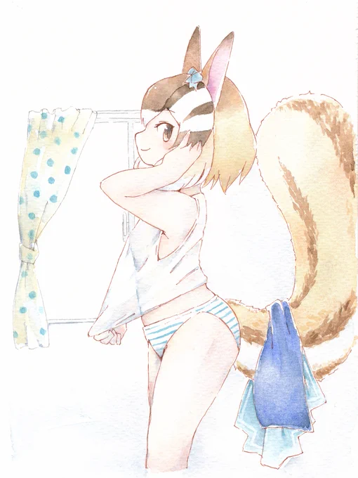 公式イラストでこの格好はやっぱりすんごいよなぁ #シマリスの頬袋 
