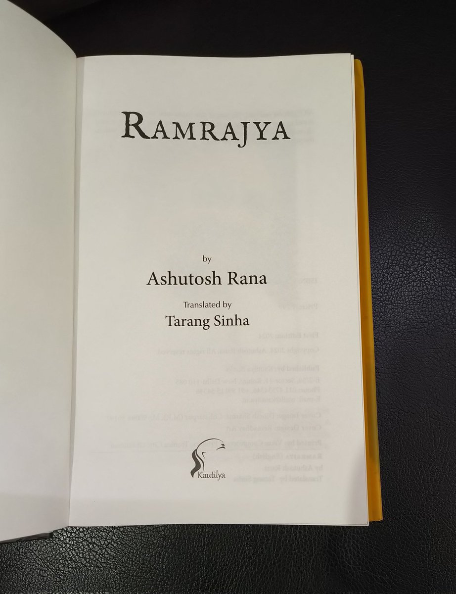 TarangSinha's tweet image. I'm delighted to share my new translation of ‘Ramrajya’ written by Shri Ashutosh Rana. ✨
Thank you @ranaashutosh10 Sir, for trusting me to translate your exceptionally beautiful book! 🙏🏽
Thank you, @imrajuarora Sir!
Published by @KautilyaBooks