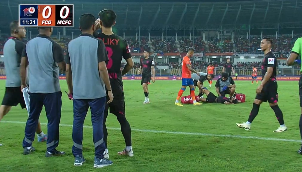 Akash Mishra goes off injured after just 12 minutes. He seemed to hurt his foot earlier on the Fatorda Turf.

Too many injuries in ISL! 

Is it  problem with the ground Infra?   or Improper Fitness regimes? Or are the trainers not good enough?