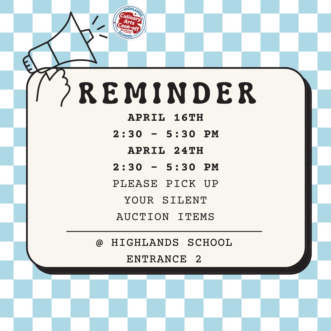 CulinaryCookOff's tweet image. Today is the LAST DAY to pick up silent auction items. Please be sure to pay for and pick up any of your winning bids! Thank you!