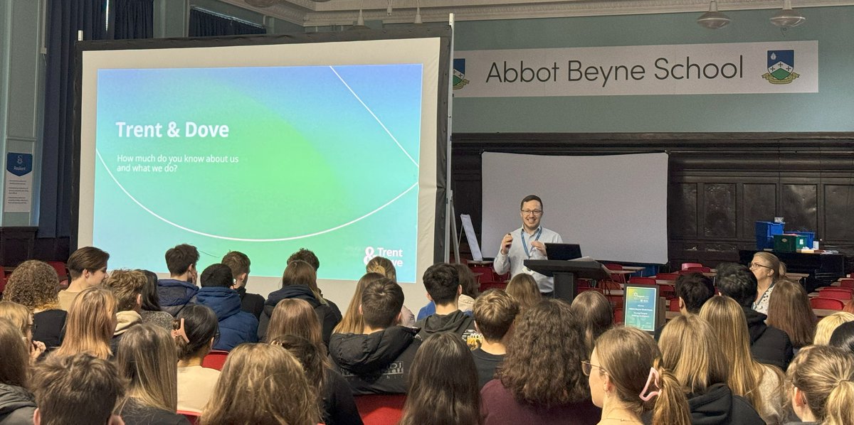 Thank you to Trent & Dove for delivering an assembly to our 6th form students, explaining what Trent & Dove do, and how they can help those who live in Burton on Trent and surrounding areas. @abbotbeyne @OnwardTogether @trentanddoveburton