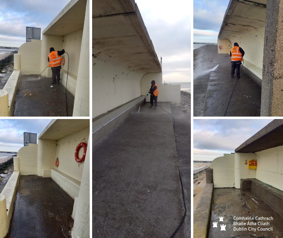 Our NCOD 6 a.m. #wastemanagement wash crew had another busy morning power washing at Dollymount Bathing Shelters. Thanks Martin & team. #keepdublinbeautiful