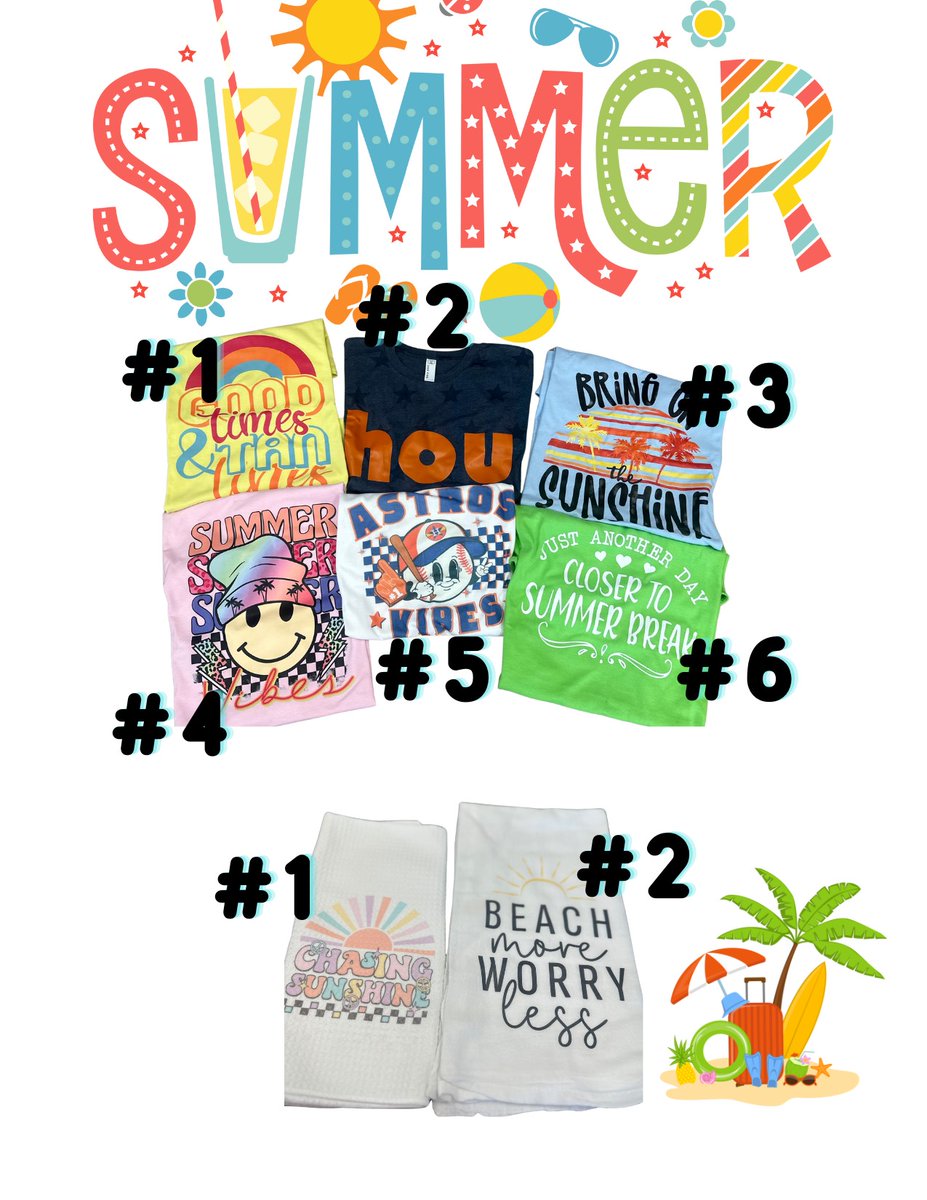 Humble ISD Spirit Store (@humbleisd_store) on Twitter photo LAST DAY TO ORDER YOUR SUMMER T-SHIRT!
Please email me by 12:30p to place your order.
Tshirts-$12
Tea towels-$5
jsauced@humbleisd.net LAST DAY TO ORDER YOUR SUMMER T-SHIRT!
Please email me by 12:30p to place your order.
Tshirts-$12
Tea towels-$5
jsauced@humbleisd.net