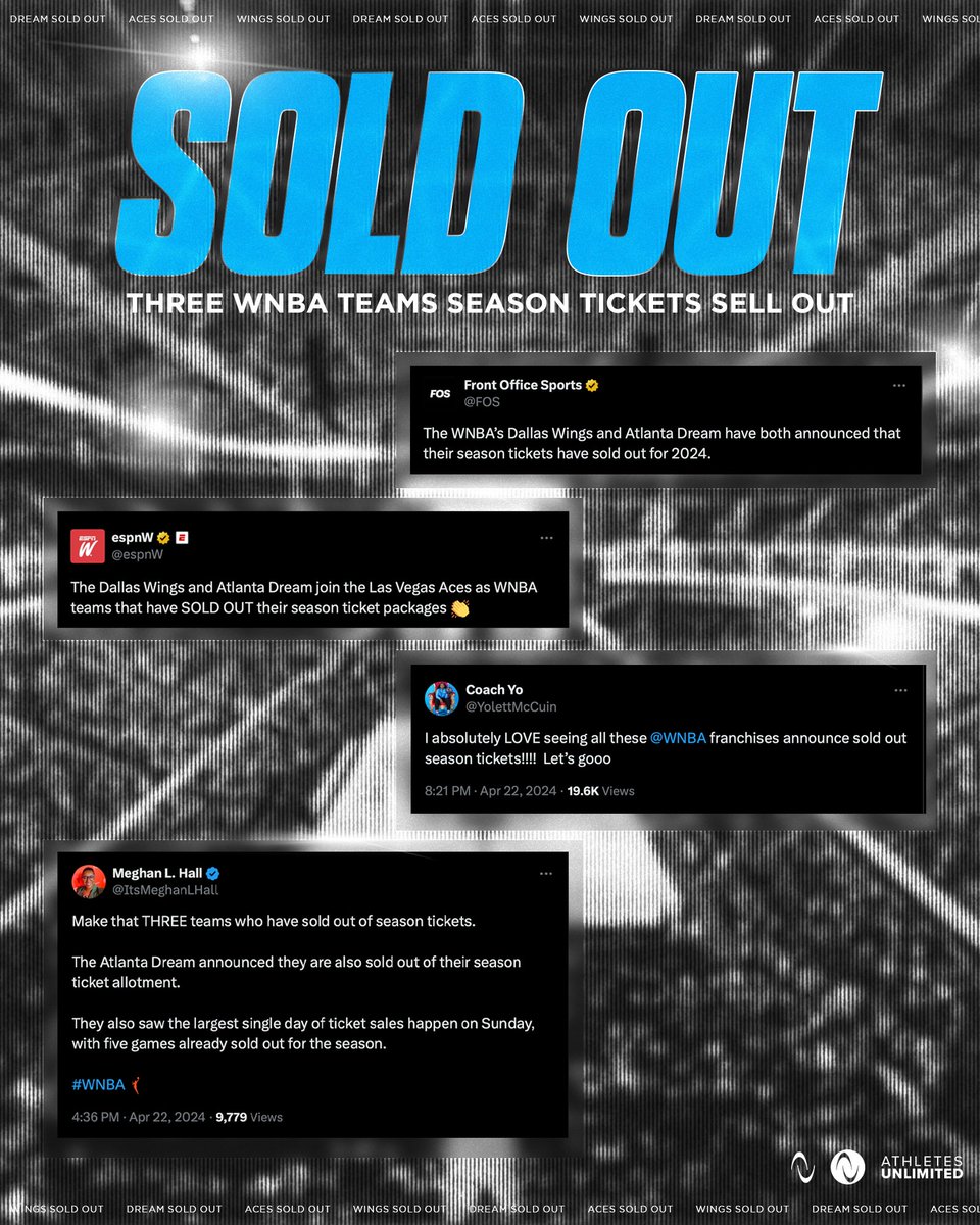 THREE. TEAMS. SOLD. OUT 😱 everyone watches women's sports #BeUnlimited
