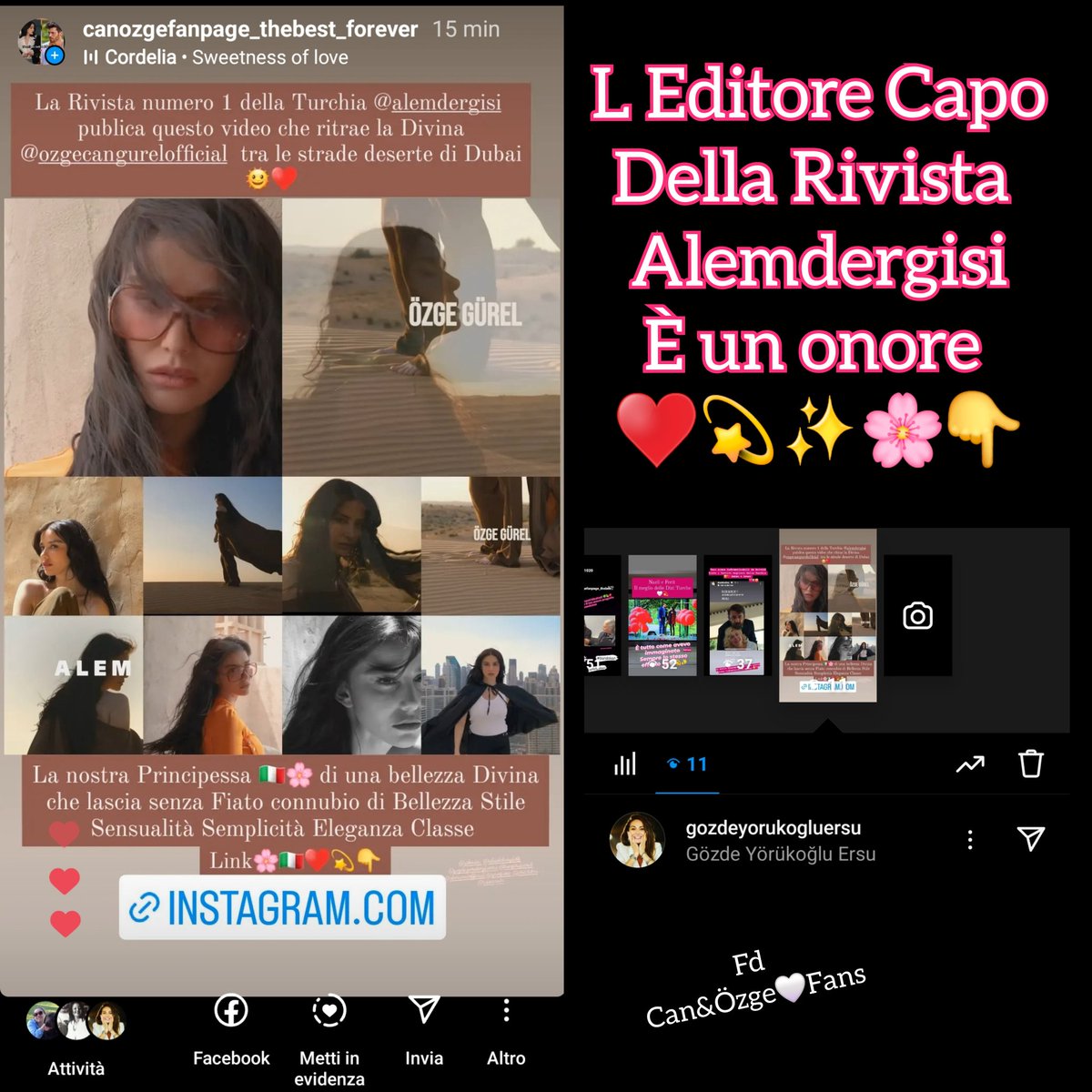 La mia Storia sulla nostra Principessa e la visualizzazione dell Editore Capo Della Rivista @AlemDergisi È un onore ♥️💫✨️🌸 #ÖzgeGürel @ozgecangurel