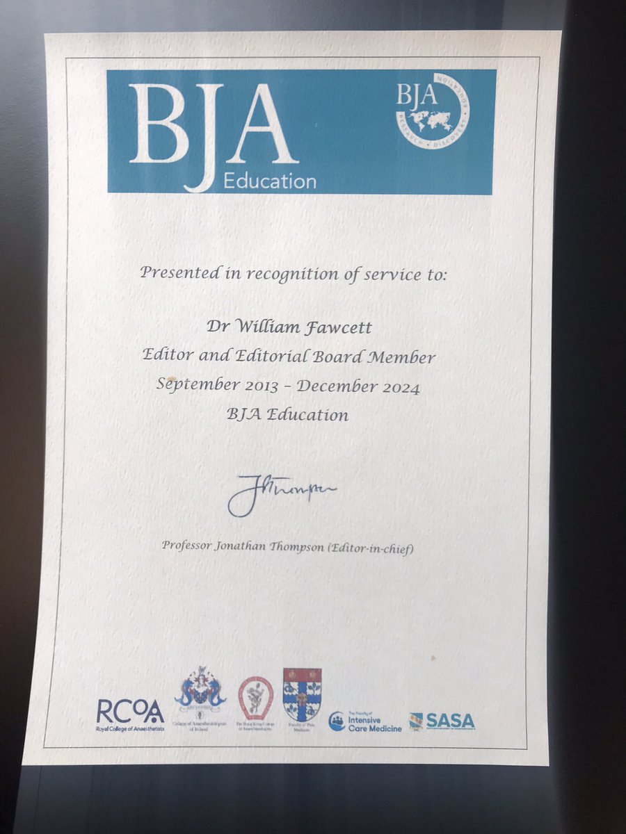 Today I stepped down in my 12th year as editor for @BjaEducation. Thanks to EiC @JPThompson1964 and all the other editors; proud to have been part of such a great CPD journal @RCoANews