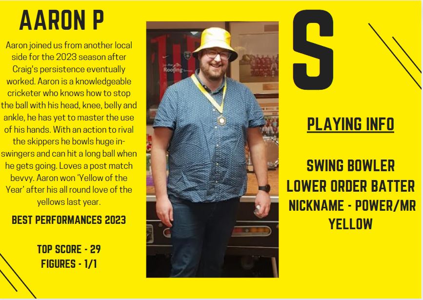 SuttonersCC's tweet photo. With the season so close, lets start meeting some of our regular characters #DHBA #UpTheYellows
Firstly - @aaronjamespower Mr yellow himself. https://t.co/OiruLULw8v