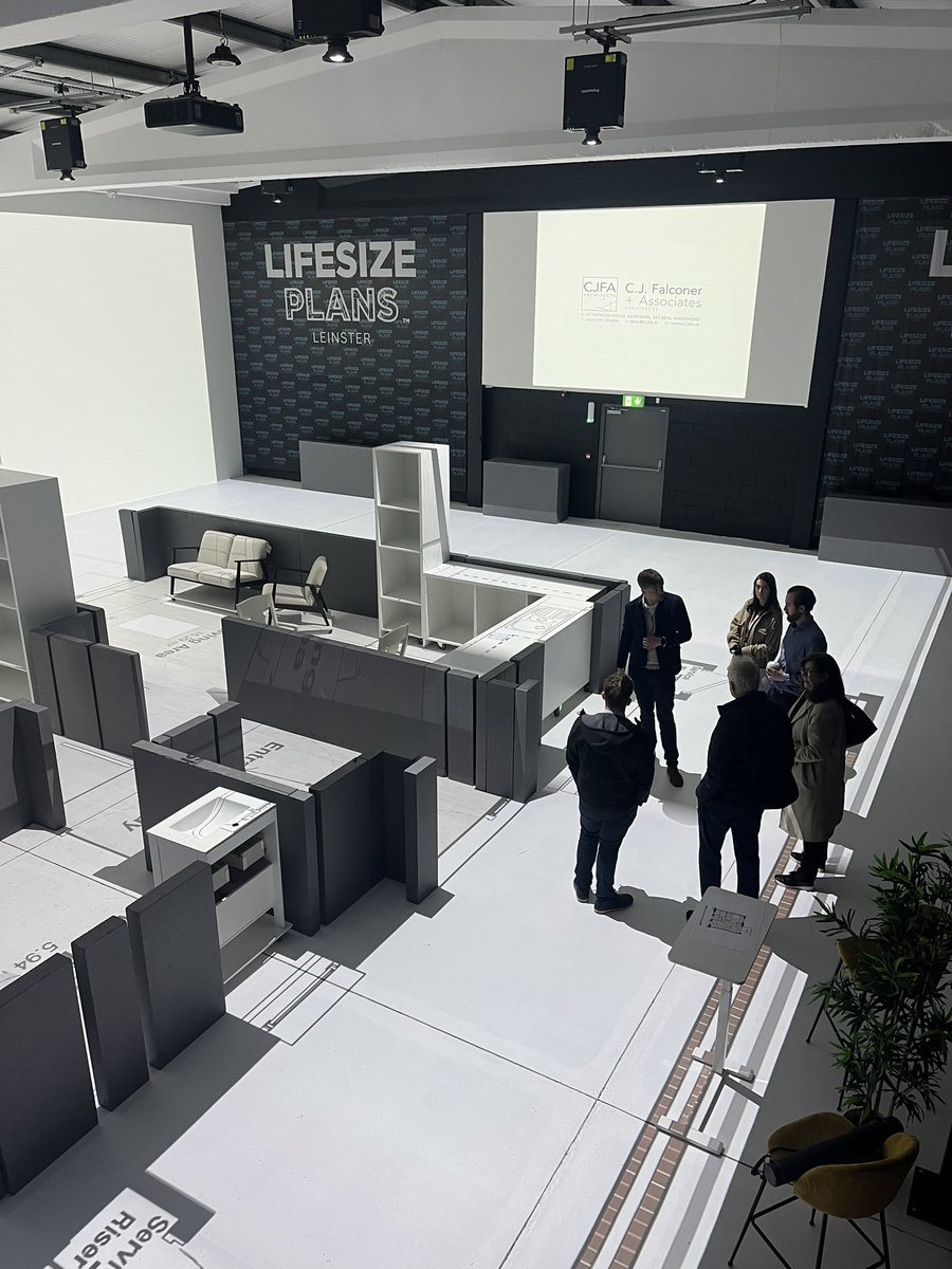 CJFAArchitects's tweet photo. Last week, C.J. Falconer & Associates' Aaron Falconer, and wider Team, walked a client through a 1:1 scale 3D immersive projection of floorplans, for a CJFA-designed exemplar elderly apartment type, at @LifesizePlans Leinster.

The virtual walkthrough at the facility enabled a unique demonstration of some of the universal and futureproof/adaptable features of the apartment design, to the client.

#ElderlyHousing #ExemplarDesign #HousingDelivery #HousingForAll #ResidentialConstruction #QualityHomes #SocialHousing #SocialHousingArchitecture #SocialHousing #Construction #ResidentialDesign #ResidentialArchitecture